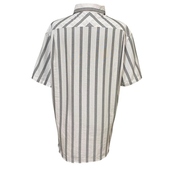 Jachs New York White Black Vertical Stripe Short Sleeve Shirt Size Medium - Picture 4 of 7